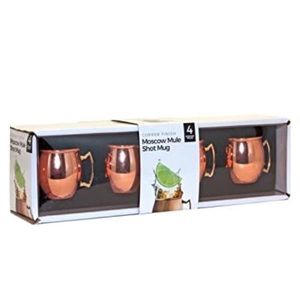 NIB Silver One Intnl Stainless Steel Copper-Finish Moscow Mule Shot Mug Set